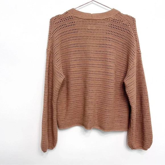 gap | textured button-front cardigan haystack brown l - Picture 6 of 13
